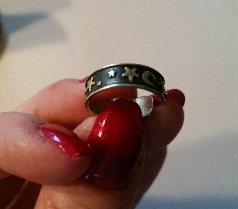 STARS AND MOON Design Adjustable Toe Sterling Silver 925 Toe Ring