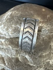 Old Pawn Men Women Wedding Band Navajo Stamped Sterling Silver Ring Sz 12 20054