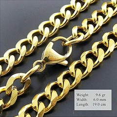 Bracelet 18k Yellow Gold Filled Unisex Figaro Statement Link Cuff Bangle 19cm
