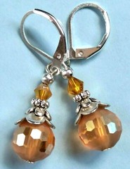 FACETED YELLOW round & bicone Crystal earring SP LEVERBACK handcrafted