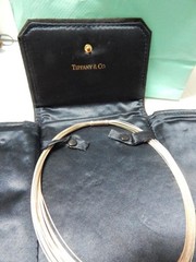 RARE TIFFANY STERLING SILVER MULTI WIRE CHOKER COLLAR NECKLACE VELVET CASE + BAG