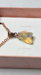#94- 3.60ct Genuine Freeform Ethiopian Welo Opal a Rose Gold Plated Chain