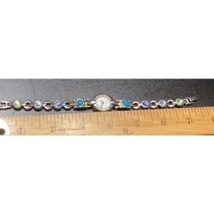 Charter Club Silver-Tone Multi-Stone Bracelet Watch Quartz Colorful Cabochons