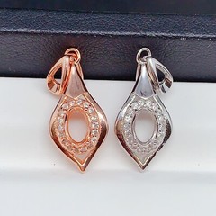 silver 925 pendant empty setting, DIY blank setting,