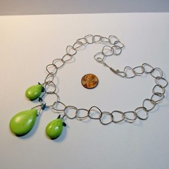 Artisan OOAK SOLID STERLING SILVER Green Turquoise Stone Pendant Necklace