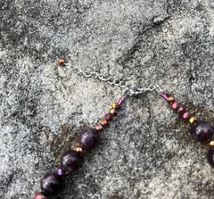 Handcrafted Genuine Garnet & Faceted Iridescent Accents Crimson Necklace