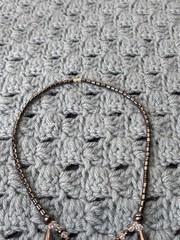 Abstract Artisan Hematite Beaded Statement Bib Necklace Quartz Barrel Clasp