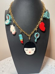 Baccurelli Signed Louise’s 7 Treasures in Pandora’s Box Charm Necklace 2-Sided