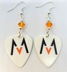 Maroon 5 Guitar Pick Earrings with Orange Swarovski Crystals