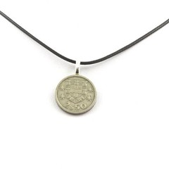 Portugal 2.50 ESCUDOS Coin Necklace. Black Cord.