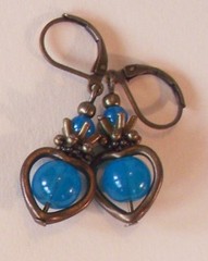 JADEITE BRONZE HEART DROPS Lever back handcrafted CHOOSE XX