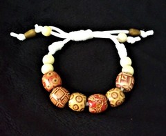 Fashion Accent Wood Beaded Bracelet-Slide Knot-Corded-One Of A Kind