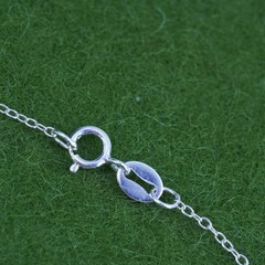 18”, VTG sterling silver flatten circle link necklace cross pendant footprint