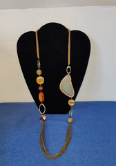 Artisan Bohemian Style Necklace Gray Agate Pendant Various Beads Adjustable