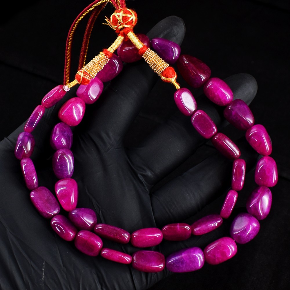 Superb Top Grade Ruby 354.00 Cts Single Strand Beaded Necklace Jewelry RK 02E717
