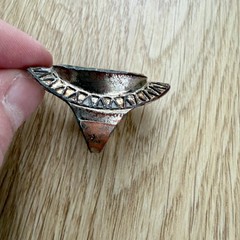 Abalone Shell Copper Ring Aztec Sun Statement Boho Handmade Size 8