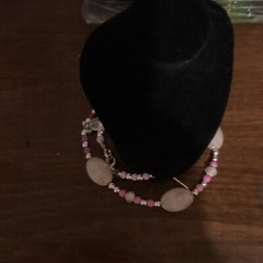 Handmade Blush Pink Stone Charms And Sterling Silver Musical Themed Necklace