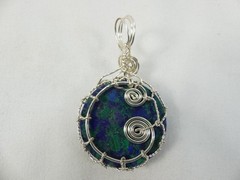 Vintage Artist Made Silver Wire Wrapped Eilat Stone Pendant