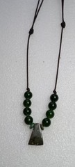 Serpentine and Green Jade beads, handmade adjustable necklace.