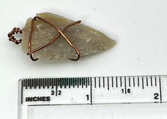 Beige Real STONE ARROW HEAD Pendant Primitive Tribal Artisan Copper wire wrapped