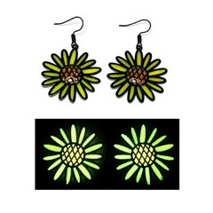 Black Sunflower Daisy Glow in the Dark Earrings