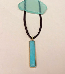 NEW Amazonite Sundance Charm Necklace leather cord handmade artisan jewelry