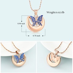 Butterfly Urn Necklace for Ashes Women Men Moon Memorial Ashes Cremation Jewelry