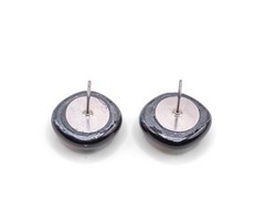 Handcrafted Black Multicolor Dichroic Glass Stud Earrings – Cabochon Square 15mm