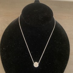 Necklace Earring Set Silver Tone Rhinestone Mini Pendant Danty Cute Sparkly Y2K
