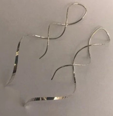 Swirl Spiral Earrings sterling silver large size 3 inches