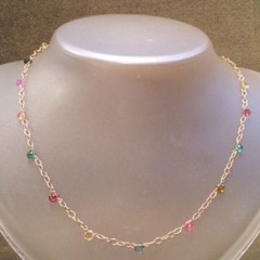 Tourmaline Necklace Rainbow Gemstone Briolettes Handmade NEW