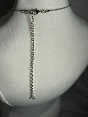 Sea Glass Grey Necklace Silver Plated Ball Chain 18” W/Extender Antiqued Bead