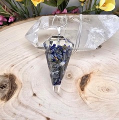 Natural Lapis Lazuli Orgonite Pendulum Necklace, 6 Sided / Lapis Lazuli Pendulum