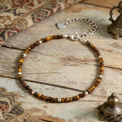 Dainty Tiger’s Eye Micro Faceted Tiny Beads Bracelet for Women Handmade Natural