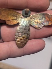 JMAT Handmade Rainbow Copper Cicada Firefly Brooch Lapel Pin