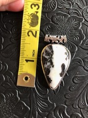 White Buffalo Turquoise Arrow Pendant Shadow Bezel 1.75″ Artisan Southwest