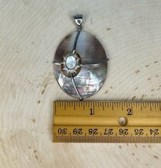 Handmade Sterling Silver Abalone with Mother of Pearl Center Pendant