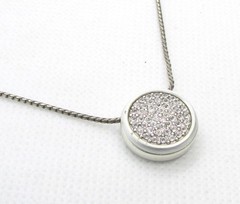 BRIGHTON SILVERTONE ROUND PAVE SLIDE NECKLACE 18.25»-20.25» 15.5×15.5mm