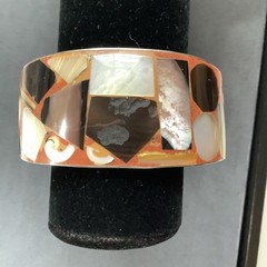 Mosaic Cuff Bracelet Inlayed With Various Natural Stones Artisanal Philippines