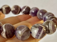 8″ «Gem Of Fire/Violet Ray»~Purple DOGTOOTH CHEVRON AMETHYST Bracelet K1407