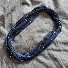SALE Starry Night Recycled Tshirt Necklace, handmade upcycled fabric necklace