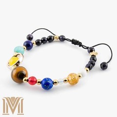 Solar System Bracelet – Gemstone Planets, Adjustable Galaxy Jewelry, Fits 5″-9″