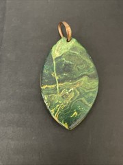 Green Polished Stone w/ Copper Bail Cabochon Verdite? Ocean Jasper?