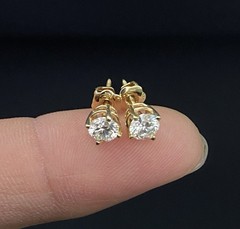 14K Yellow Gold Natural SI1-SI2 0.75 CTW Color G Real Diamond Stud Earring