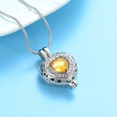 Birthstone Heart Urn Necklace for Ashes Crystal Cremation Jewelry W/vial Jewelry