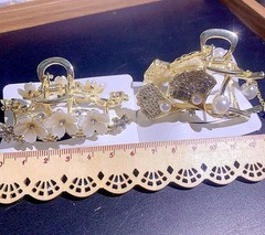 10PCS Crystal Rhinestone Claw Clip Pearl Tassel Hair Claw Wedding Party Jewelry