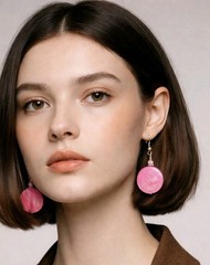 Natural Mother of Pearl Shell Drop Earrings Dyed Beachy BOHO Artisan Handcrafted