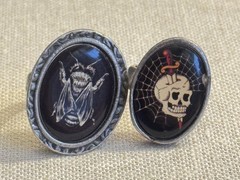 2ps Vintage Goth Brutalist Classic Hardware Victorian Bee/Skull Ring Sz 6.75