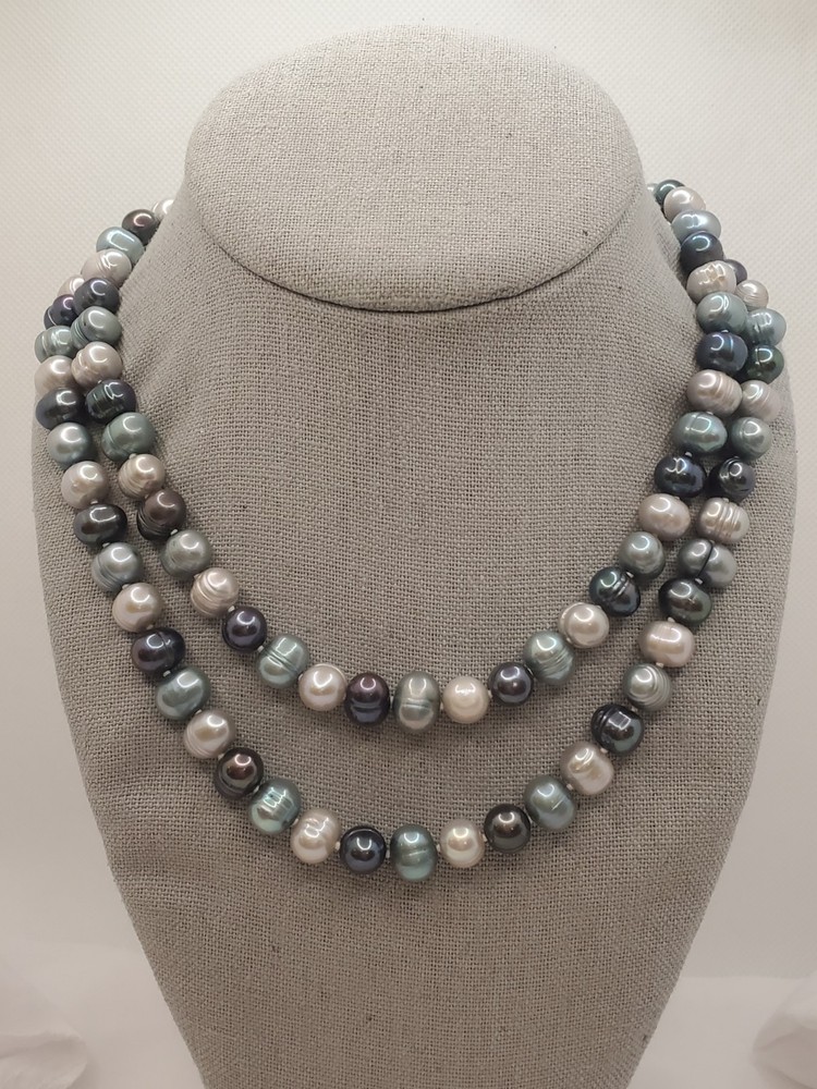 Freshwater Pearl Pearl Dyed Blue Purple Bead Necklace Sterling Clasp