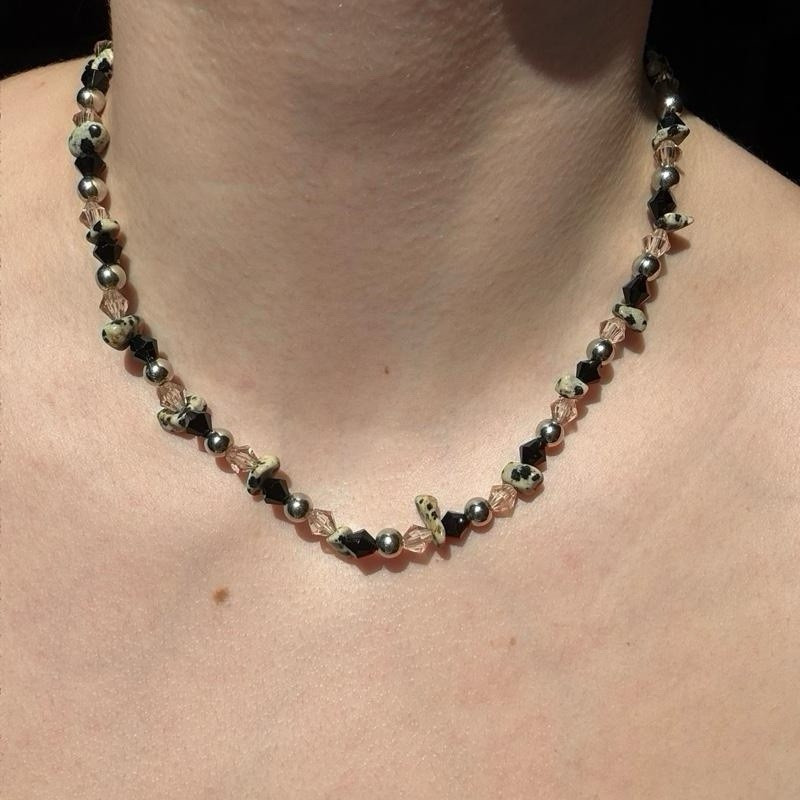 MEN’S DALMATIAN JASPER ENERGY CLEANSE & PROTECTION GEMSTONE AND BEADS NECKLACE!